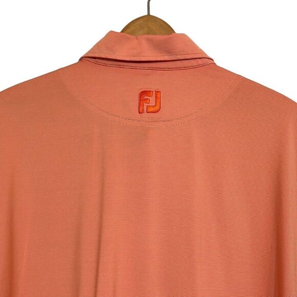Golf Polo Shirt Men’s Size XL FootJoy Short Sleeve Orange Striped Polyester - Picture 6 of 9